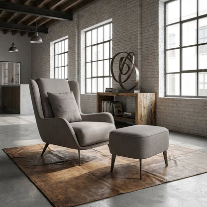 PM06 Premium Cowhide Leather Relaxation Chair with Ottoman