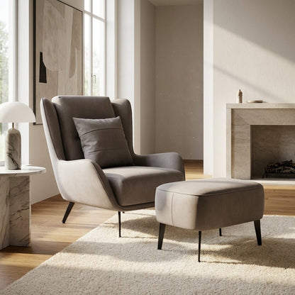 PM06 Premium Cowhide Leather Relaxation Chair with Ottoman