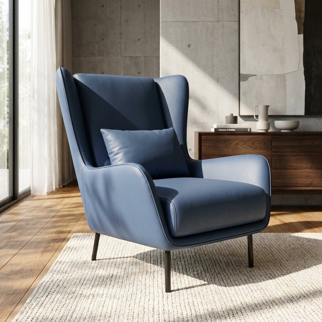 PM06 Premium Cowhide Leather Relaxation Chair with Ottoman