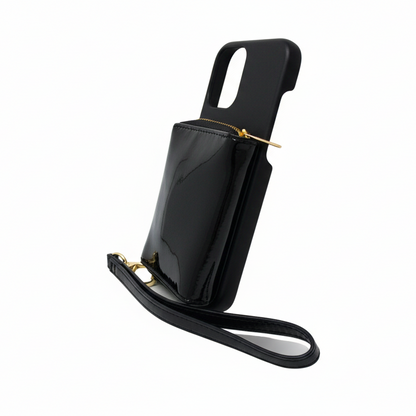 Porte-cartes en cuir Maylia, Noir Vernis BPS