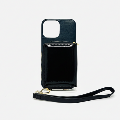 Porte-cartes en cuir Maylia, Noir Vernis BPS