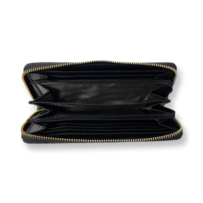 Petit Portefeuille en cuir véritable Noir Embossé Croco, Carla