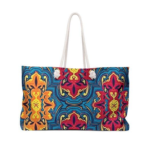 Colorful Mosaic Pattern Weekender Bag | Boho Tile Travel Tote | Mom Carryon | Mother's Gift