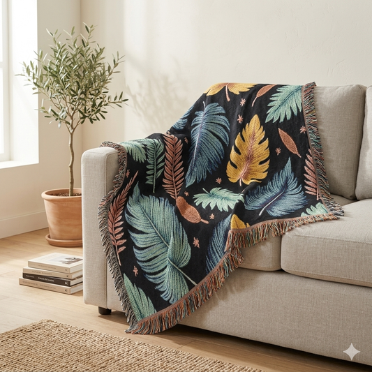 Leaves floral pattern  blanket 