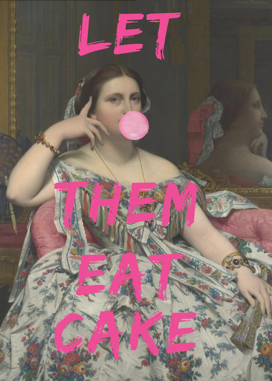 Wall art Let Them Eat Cake, Bubble Gum Vintage Portrait
