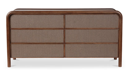 Reiko 6 Drawer Dresser Warm Brown