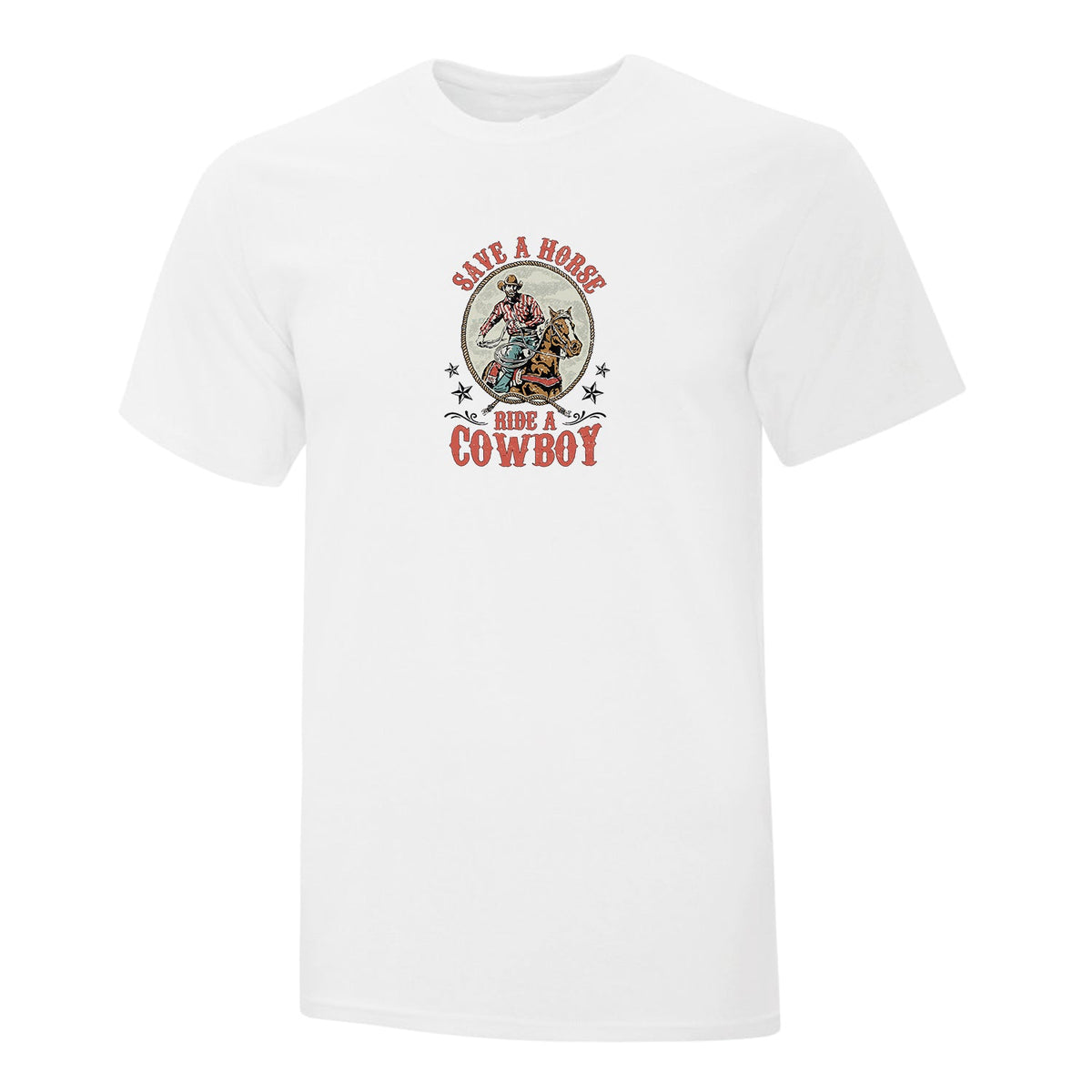 T-shirt "Save a horse, ride a cowboy" imprimé