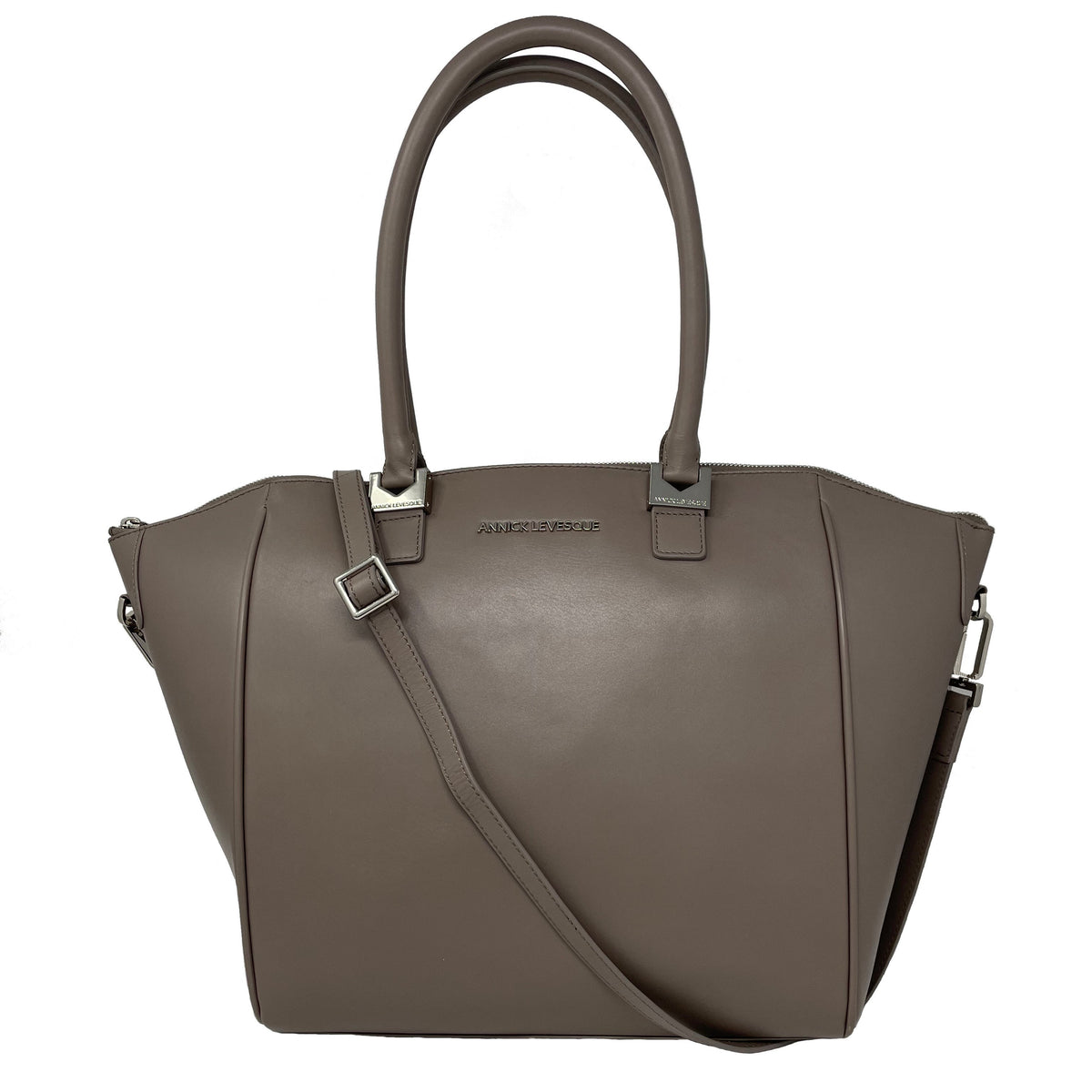 Grand Sac à Main en Cuir Taupe | Mona