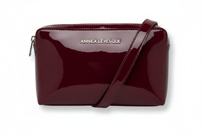 Petit sac bandoulière en Cuir Annie, rouge bordeaux foncé patin souple
