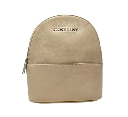 Petit Sac à dos Classique en Cuir Beige, convertible - Caroline