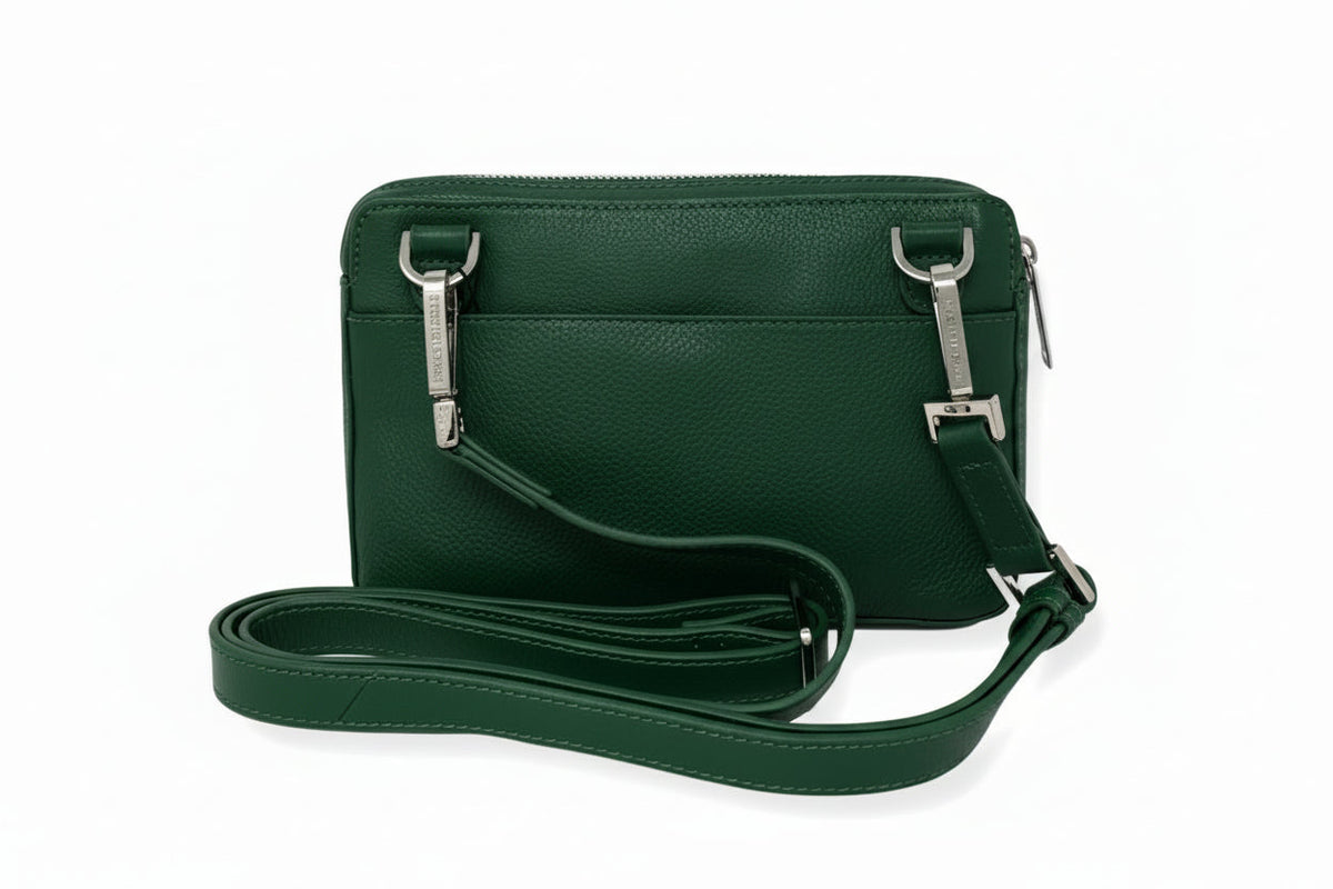 Petit sac bandoulière en cuir vert - Annie