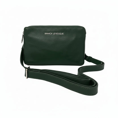 Petit sac bandoulière en Cuir Véritable Dark Green, Annie