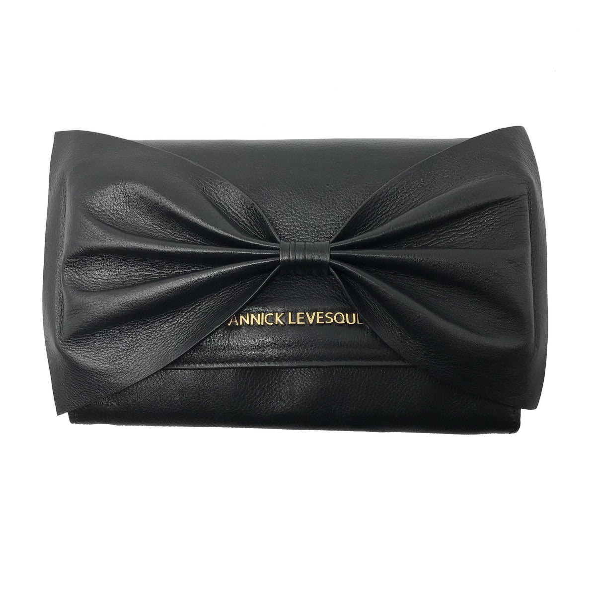 Sac à main en cuir véritable noir avec noeud papillon | Scarlett - PRÉCOMMANDE
