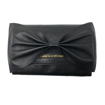 Sac à main en cuir véritable noir avec noeud papillon | Scarlett - PRÉCOMMANDE