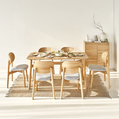Serena Oak Veneer Dining Set with 4-6 Ergonomic Rubberwood Chairs