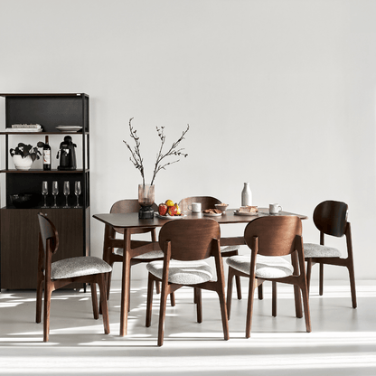 Serena Oak Veneer Dining Set with 4-6 Ergonomic Rubberwood Chairs