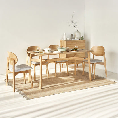 Serena Oak Veneer Dining Set with 4-6 Ergonomic Rubberwood Chairs