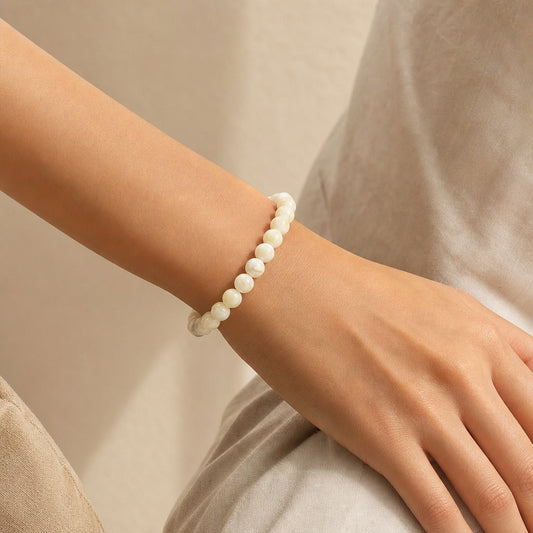 Shell White Round Bracelet - 8mm