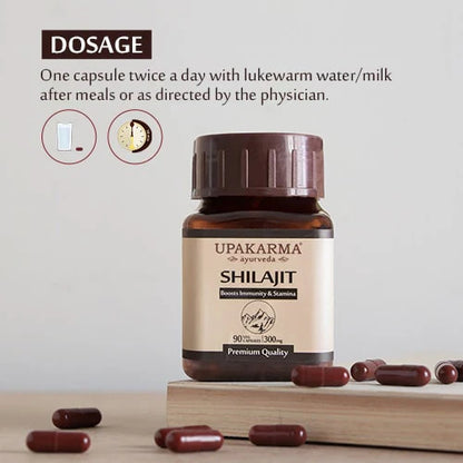 Upakarma Ayurveda 100% Pure Shilajit 90 Capsules