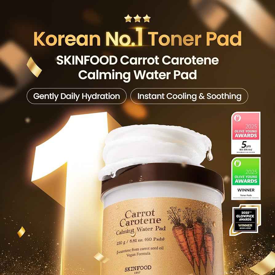 SKINFOOD Carrot Carotene Calming Water Pad 250ml / 60pads