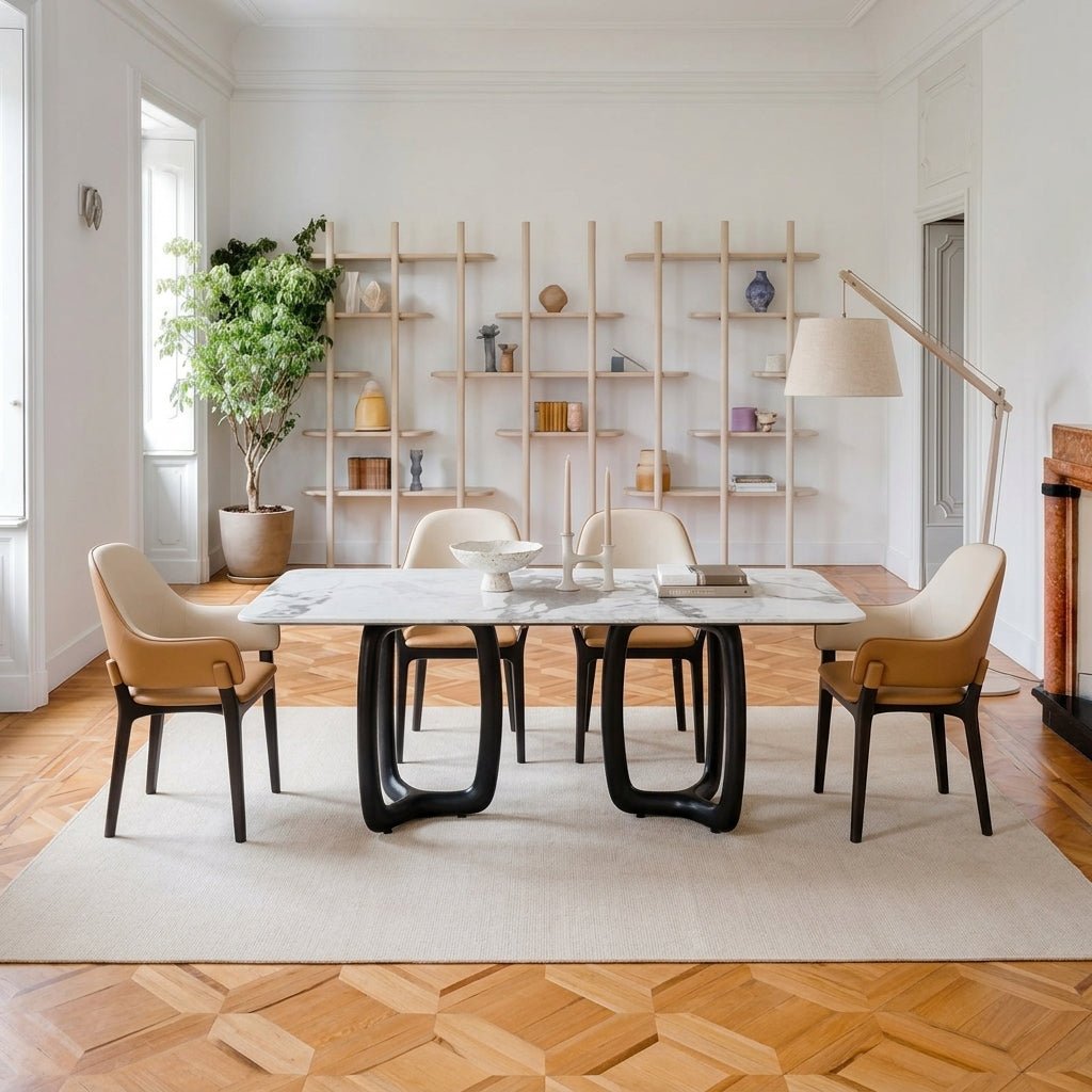 Smoky Black Ash Wood Dining Set with 4 or 6 Chairs