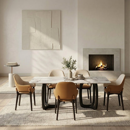 Smoky Black Ash Wood Dining Set with 4 or 6 Chairs