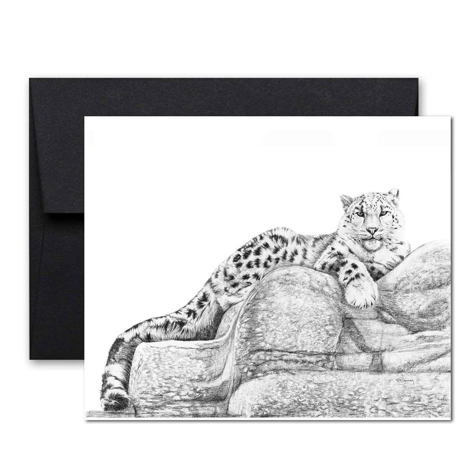 Snow leopard greeting card - collaboration with  La Fondation du Zoo de Granby