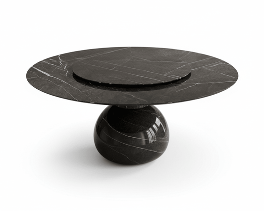Solaris Round Marble Dining Table with lazy Susan
