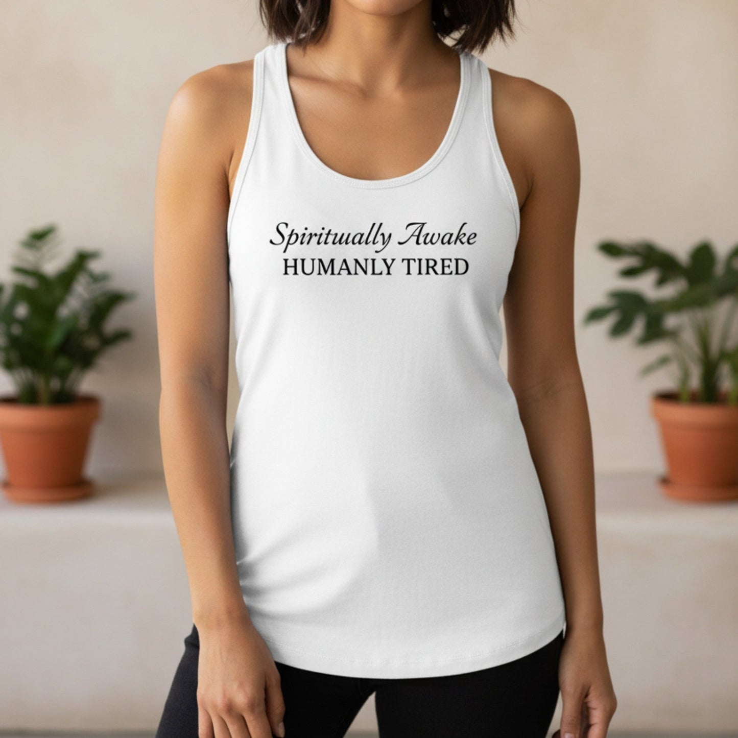 Spiritually Awake Humanly Tired Tank Top | Funny Spiritual Gift for Women | Yoga Tank
