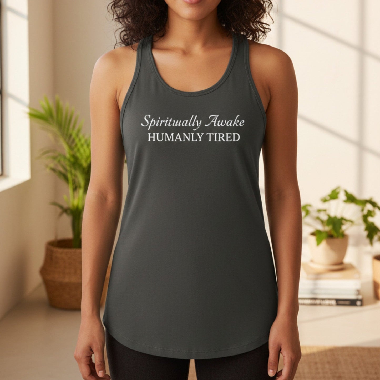 Spiritually Awake Humanly Tired Tank Top | Funny Spiritual Gift for Women | Yoga Tank