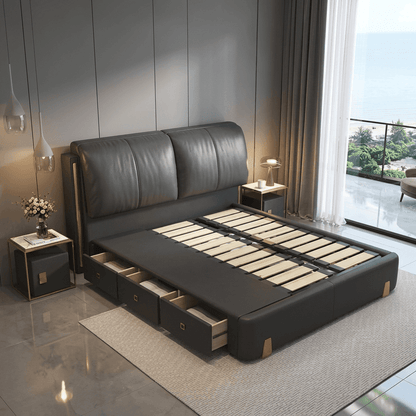 Sterling Luxury Upholstered Storage Bed with Hydraulic Lift and Side Drawers