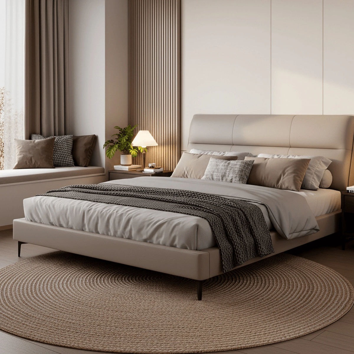 Haven Premium Faux Leather Platform Bed