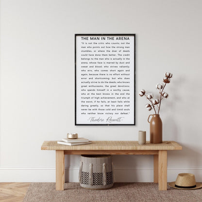 The Man in the Arena Quote Wood Sign
