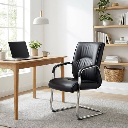 Marrakech Premium Black Leather Visitor Chair