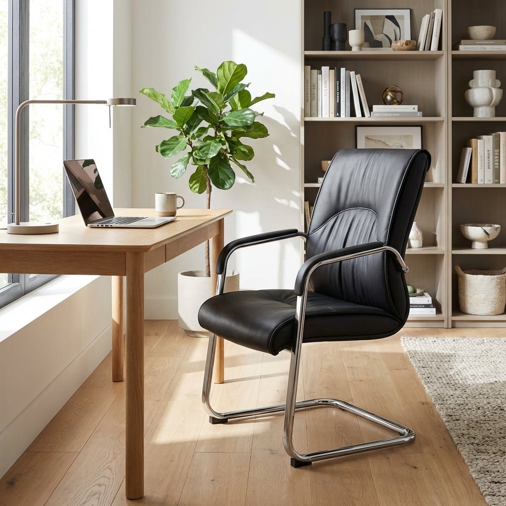 Marrakech Premium Black Leather Visitor Chair