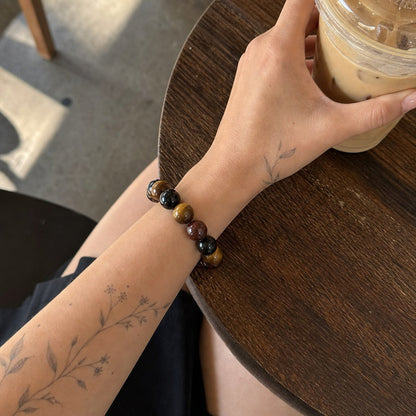Tiger's Eye Mix Round Bracelet - 12mm