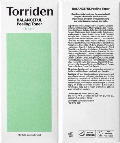Torriden Balanceful Cica Peeling Toner 250ml
