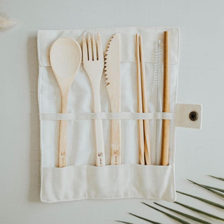 Travel Bamboo Utensil Set With Pouch