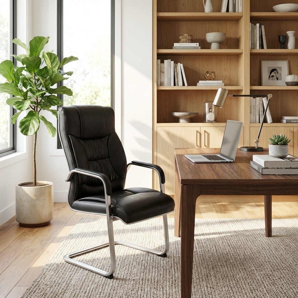Trogir Black Leather Visitor Chair