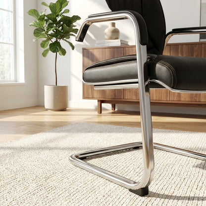 Trogir Black Leather Visitor Chair