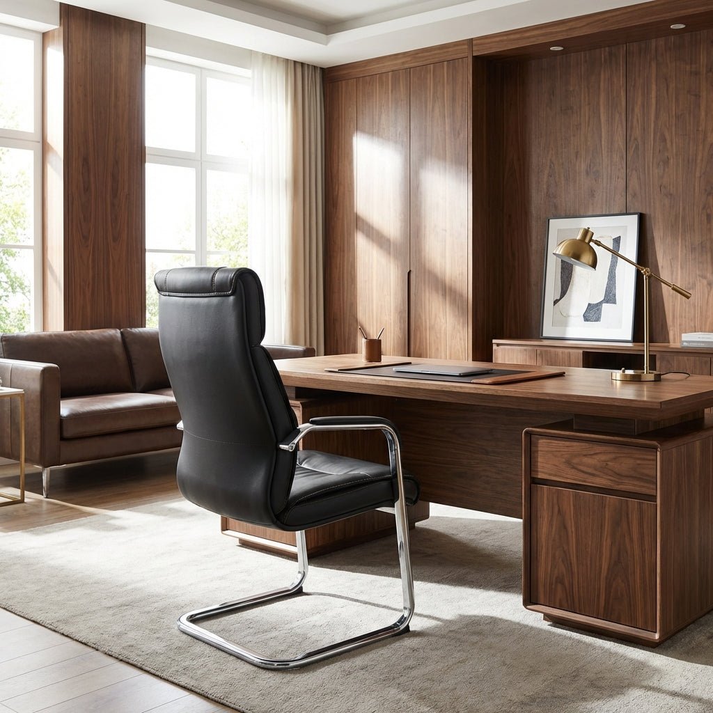 Trogir Black Leather Visitor Chair