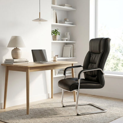 Trogir Black Leather Visitor Chair