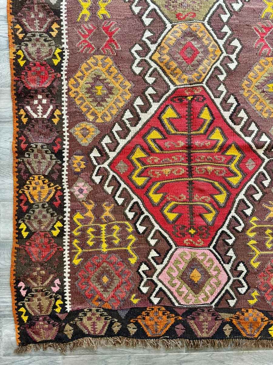 Turkish Kars Kilim Runner Rug | 3' 11" x 8' 10"