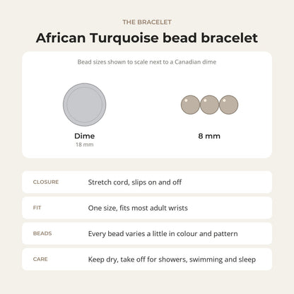 Turquoise African Round Bracelet - 8mm