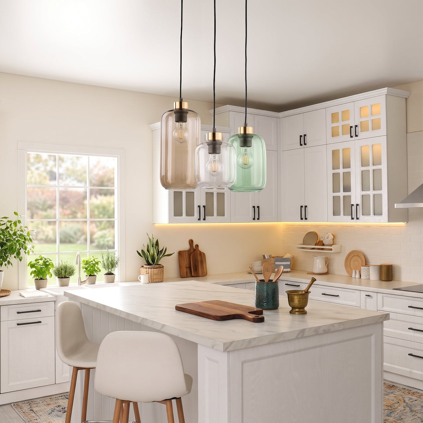 MARCO Mid-Century Modern 3-Light Pendant for Kitchen Island & Dining Table