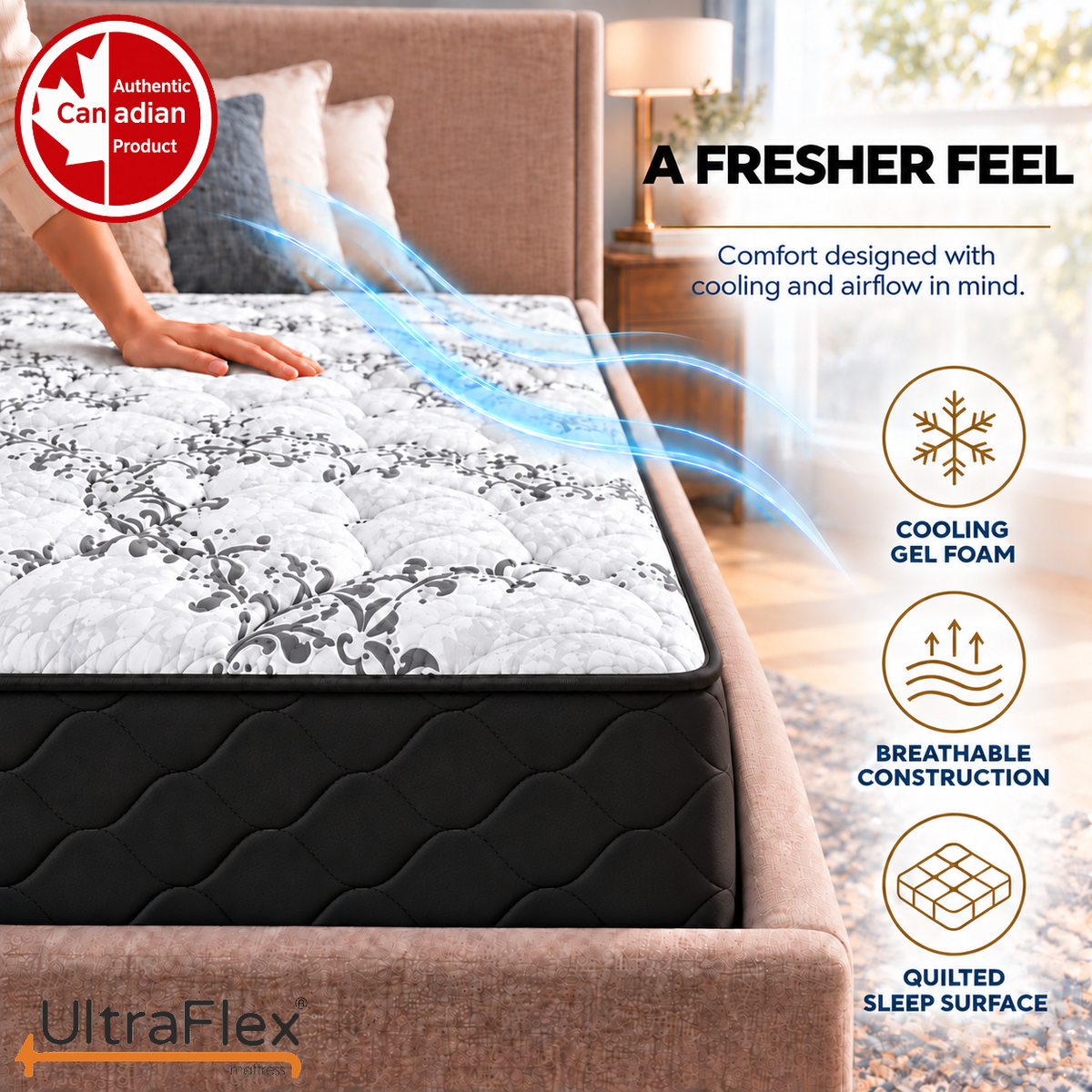 UltraFlex® ESSENCE Gel Memory Foam Mattress with Bio-Based Foam – Made in Canada