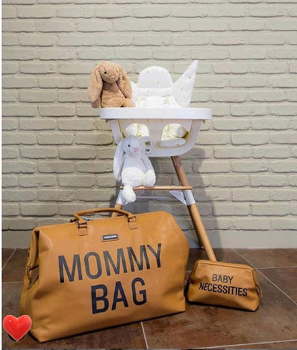 Vintage Leather-Look Brown Mommy Bag