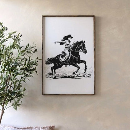 Vintage Cowgirl Wood Sign - AURABAGS SHOP