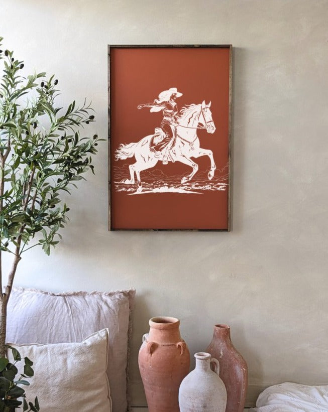 Vintage Cowgirl Wood Sign - AURABAGS SHOP