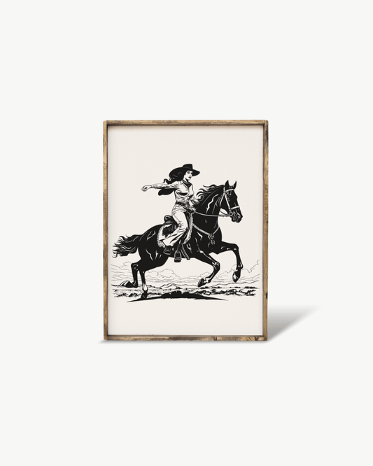 Vintage Cowgirl Wood Sign - AURABAGS SHOP
